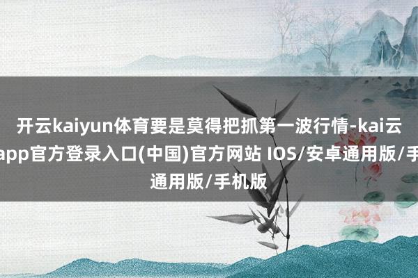 开云kaiyun体育要是莫得把抓第一波行情-kai云体育app官方登录入口(中国)官方网站 IOS/安卓通用版/手机版